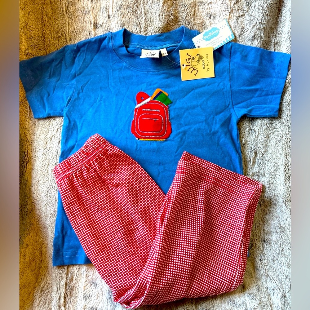 “Off to School” embroidered set